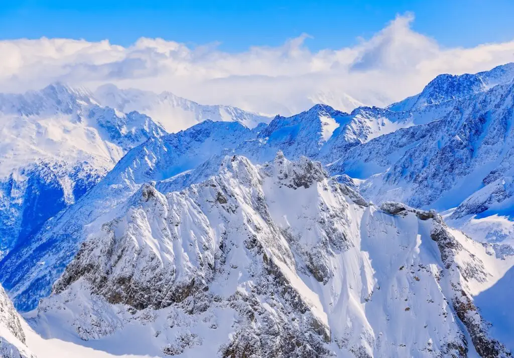 Mountain Ranges Covered in Snow